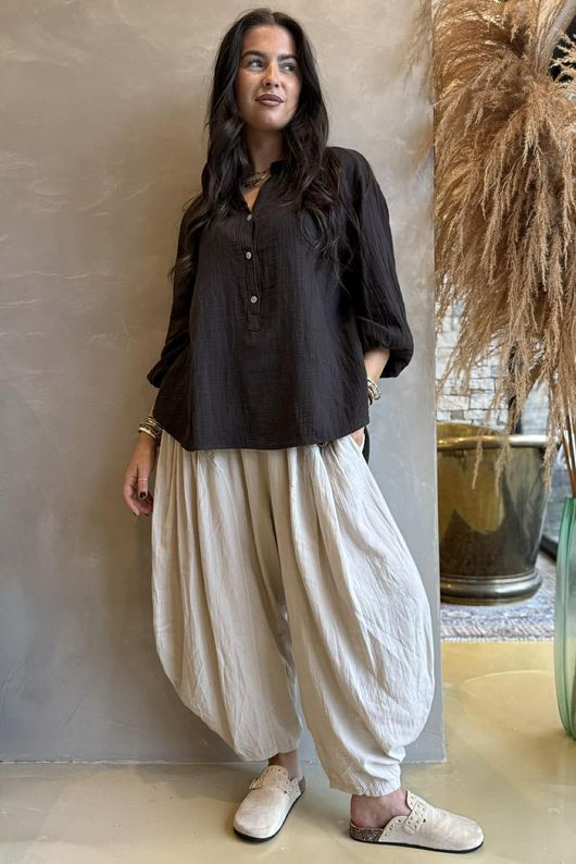 Suri Cushion Cotton Laurie Blouse Chocolate